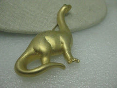 Vintage Gold Tone Dinosaur Brooch, signed PO, Brachiosaurus like Dino from the Flintstones or