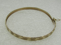 Vintage 10kt Locking Bangle Bracelet, 8", 4.5mm, Signed