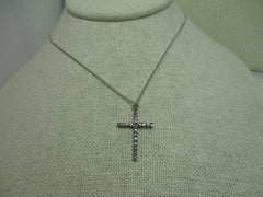 Vintage Sterling Silver Marcasite Cross 18" Necklace, 1" cross, 2.65 grams