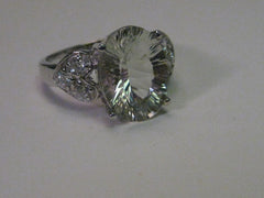 Sterling Silver Large CZ Statement Ring with Heart Side Panels, size 8