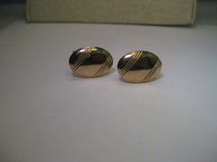 Vintage Gold Tone Art Deco Style Oval Cuff Links, 3/4"