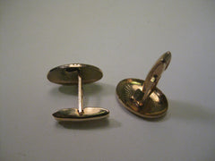 Vintage Gold Tone Art Deco Style Oval Cuff Links, 3/4"