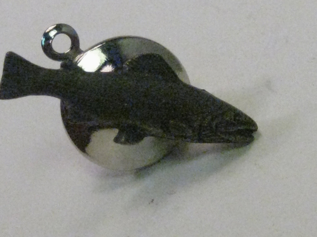 Vintage Pewter Sid Bell signed Trout Tie Tack, 3/4" long