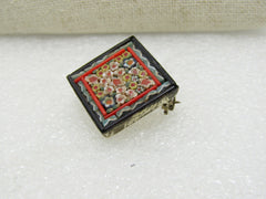 Vintage Floral Micro Mosaic Brooch, 7/8" square, Italy, 1950's-1960's