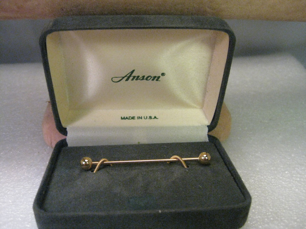 Vintage Tie Bar, Gold tone, Anson - in box. Bar with Gold tone Balls o –  Maria's Vintage