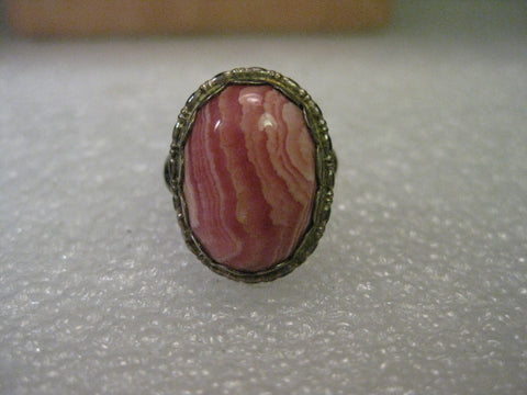 Vintage Ring, Sterling Silver Rhodocroisite Southwestern Ring, size 6.75, Split V Band
