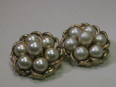 Vintage Gold tone Coro Gold Tone Faux Pearl Clip Earrings