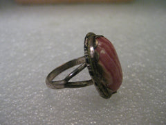 Vintage Ring, Sterling Silver Rhodocroisite Southwestern Ring, size 6.75, Split V Band