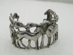 Vintage Sterling Silver Horse & Trees Cuff Bracelet, 6.5", Appx. 63.50 gr.