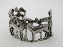 Vintage Sterling Silver Horse & Trees Cuff Bracelet, 6.5", Appx. 63.50 gr.