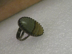 Vintage Ring, Sterling Silver Mossy Agate Southwestern Ring, size 9.25