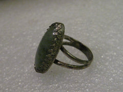 Vintage Ring, Sterling Silver Green Agate Southwestern Ring, size 7.75, Split V Band