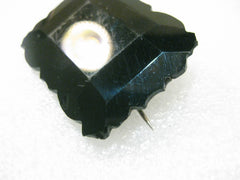 1800's French Jet Faceted Mourning Brooch, 1.75" by 1.25",