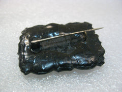 1800's French Jet Faceted Mourning Brooch, 1.75" by 1.25",