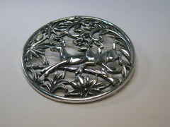 Vintage Sarah Coventry Deer in the Woods Brooch/Pendant Combination, Silver Tone