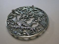 Vintage Sarah Coventry Deer in the Woods Brooch/Pendant Combination, Silver Tone