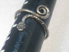 Vintage Sterling Silver Snake Ring, Coiled Tail, size 6.5, 1.52 grams. signed, Mexico