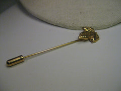 Vintage Gold Tone Maple Leaf Stick Pin with Cap, 2.5"