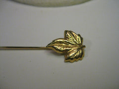 Vintage Gold Tone Maple Leaf Stick Pin with Cap, 2.5"