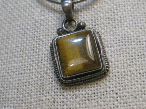 Sterling Silver Southwestern Tigers Eye Necklace, 18", signed, 1970's,