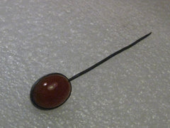 Vintage Sterling Silver Carnelian Stick Pin, Domed Oval, MId-Century or earlier