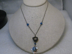 Vintage Sterling Opally Lavalier Necklace, 20", 1950's-1960's, 7.10 grams
