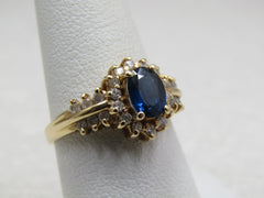 Vintage 14kt Sapphire & Diamond Ring, Signed Exquisite, Sz. 7,75