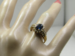Vintage 14kt Sapphire & Diamond Ring, Signed Exquisite, Sz. 7,75