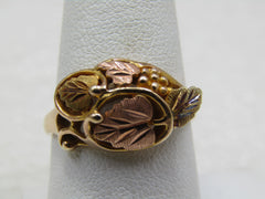 Vintage 10kt Landstrom Grape Leaf Ring, Two-Tone, Sz. 8.5