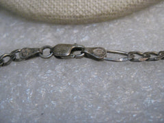 Vintage Sterling Silver Figaro Bracelet,  7.5", Unisex, 4.5mm, 1980's