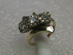 Vintage 14kt Gold Natural Diamond Engagement Ring, Old Mine Cut, .60+ tcw, size 6, yellow/white gold