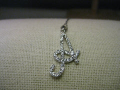 Vintage Sterling Silver Necklace and Initial "A" with pave-set CZ, 20"