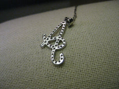 Vintage Sterling Silver Necklace and Initial "A" with pave-set CZ, 20"