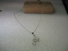 Vintage Sterling Silver Necklace and Initial "A" with pave-set CZ, 20"