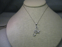 Vintage Sterling Silver Necklace and Initial "A" with pave-set CZ, 20"