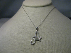 Vintage Sterling Silver Necklace and Initial "A" with pave-set CZ, 20"