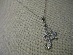 Vintage Sterling Silver Necklace and Initial "A" with pave-set CZ, 20"