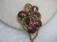 Vintage Watermelon Margarita Rivoli Brooch, 1960's, 2.5", Gold Tone