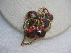 Vintage Watermelon Margarita Rivoli Brooch, 1960's, 2.5", Gold Tone