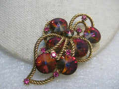 Vintage Watermelon Margarita Rivoli Brooch, 1960's, 2.5", Gold Tone