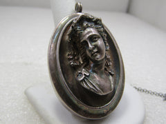 Vintage .999 Henry Winograd's Victorian Revival high relief cameo pendant  "Charlotte"