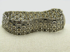 Vintage Sterling Wide Woven Bracelet, Safety Clasp, 7.5", 17.52gr.