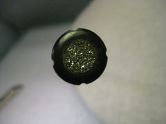 Vintage Edwardian/Art Deco Bakelite Stick Pin With Pyrite, Round, Notched  Black Bakelite Top, 7" Long