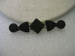 Antique Early 1900s Mourning Brooch, Black Quilted Glass (Crepe Onyx) Bar Brooch - 2.25" wide