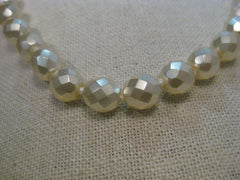 Vintage Joan Rivers 30" Faceted 11.5mm Faux Pearl Necklace, Iridescent