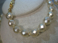Vintage Joan Rivers 30" Faceted 11.5mm Faux Pearl Necklace, Iridescent