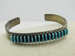 Vintage Zuni Turquoise Needlepoint Bracelet, Signed R.L. Lastyano
