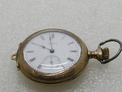 Vintage Elgin Hunter's Pocket Watch, 10kt G.F., early 1900's WORKS, 2" Long, Second Hand