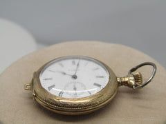 Vintage Elgin Hunter's Pocket Watch, 10kt G.F., early 1900's WORKS, 2" Long, Second Hand