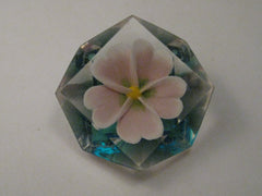 Vintage Lucite Reverse Carved and Painted Dogwood Brooch, Reverse Beveled, 1.5" - Mid-Century